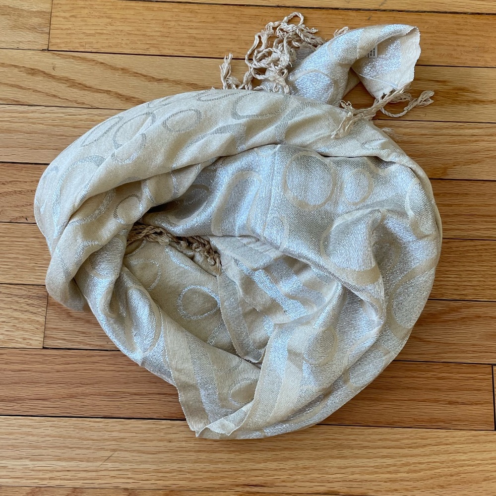 Gold and silver polka dot/ circle print scarf